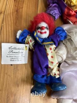 Lot Of 9 Vintage Clown Sand Bag Porcelain Dolls 7.5