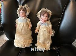 Lot Of TwoTwin 12 Mabel Antique German Armand Marseille Dolls W Glass Eyes