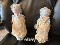 Lot Of TwoTwin 12 Mabel Antique German Armand Marseille Dolls W Glass Eyes