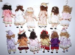 Lot of 12 Vintage Victorian Porcelain Dolls CHRISTMAS ORNAMENT COLLECTIBLES
