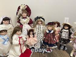 Lot of 14 porcelain doll collection, Collectible Dolls Rare Find Antique Vintage