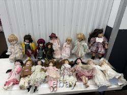Lot of 17 Vintage Porcelain Dolls Victorian Bride Girls + Zapf Creation 18 Doll