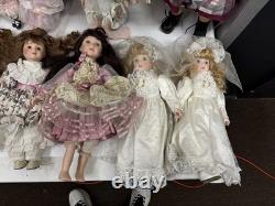 Lot of 17 Vintage Porcelain Dolls Victorian Bride Girls + Zapf Creation 18 Doll