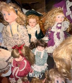 Lot of 19 Vintage Porcelain Dolls-Various Sizes, Makers