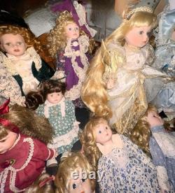 Lot of 19 Vintage Porcelain Dolls-Various Sizes, Makers