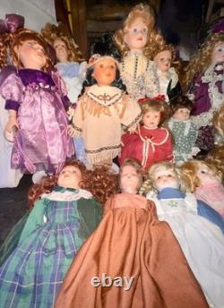 Lot of 19 Vintage Porcelain Dolls-Various Sizes, Makers