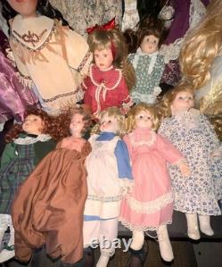 Lot of 19 Vintage Porcelain Dolls-Various Sizes, Makers