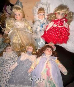 Lot of 19 Vintage Porcelain Dolls-Various Sizes, Makers