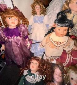 Lot of 19 Vintage Porcelain Dolls-Various Sizes, Makers