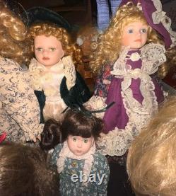 Lot of 19 Vintage Porcelain Dolls-Various Sizes, Makers