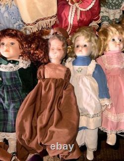 Lot of 19 Vintage Porcelain Dolls-Various Sizes, Makers