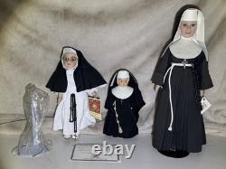 Lot of 3 Vintage Porcelain Nun Dolls Dynasty Doll Collection with COA Stand Rosary
