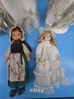 Lot of 4 Vintage Porcelain & Plastic Collectible Dolls Period Costumes