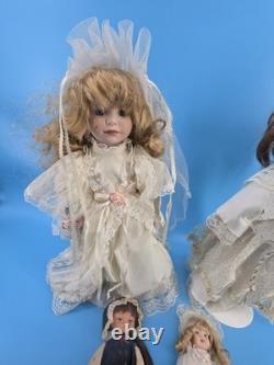 Lot of 4 Vintage Porcelain & Plastic Collectible Dolls Period Costumes