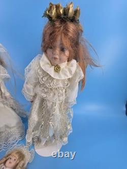 Lot of 4 Vintage Porcelain & Plastic Collectible Dolls Period Costumes