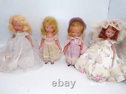 Lot of 4 Vintage Storybook Nancy Ann Dolls Cinderella Sunday's Child Plus 2 More