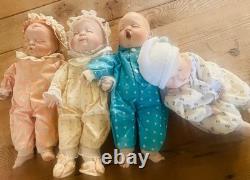 Lot of 4 Vintage Yolanda Bello Cutest Babies Porcelain Dolls Signed AS IS