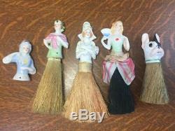 Lot of 5 Antique Vintage Half Dolls Brushes Dog Cane Pincushion Doll Porcelain
