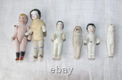 Lot of 6 Antique Miniature Bisque Dolls Unmarked German/Victorian Era