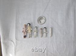 Lot of 6 Antique Miniature Bisque Dolls Unmarked German/Victorian Era