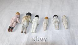Lot of 6 Antique Miniature Bisque Dolls Unmarked German/Victorian Era