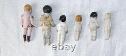 Lot of 6 Antique Miniature Bisque Dolls Unmarked German/Victorian Era