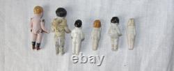 Lot of 6 Antique Miniature Bisque Dolls Unmarked German/Victorian Era