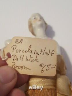 Lot of 6 Antique Vintage Half Dolls Brushes & Pincushion Doll Porcelain RARE