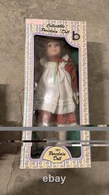 Lot of 7 Vintage 1980s-1990s Porcelain Collector Dolls New in Boxes with COA