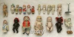 Lot of Antique small baby doll vintage bisque porcelain varied painted