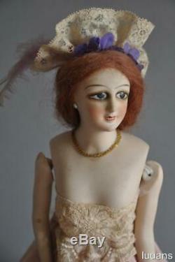 Lovely Rare Vintage Bisque Porcelain Rokoko Figure Boudoir Figurine Half Doll