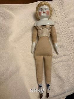 Lovely china doll 18 T unusual blonde bangs antique clothing china limbs