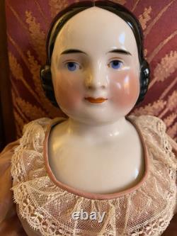 Luminous Kister Antique Covered Wagon China Head Doll faint hairline back plate