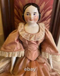 Luminous Kister Antique Covered Wagon China Head Doll faint hairline back plate