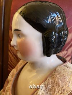 Luminous Kister Antique Covered Wagon China Head Doll faint hairline back plate