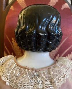 Luminous Kister Antique Covered Wagon China Head Doll faint hairline back plate