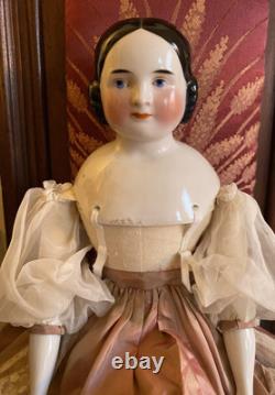 Luminous Kister Antique Covered Wagon China Head Doll faint hairline back plate