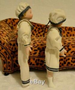 Miniature Doll Porcelain Sailor Dollhouse 112 Boy Girl Pair Nautical Vintage