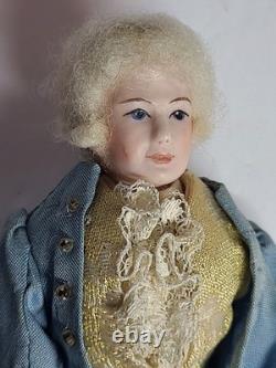 Miniature Porcelain Artist Dolls Vintage OOAK Colonial Couple
