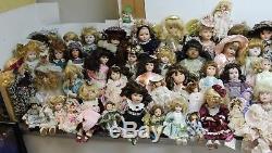 Mixed Lot of 68 Porcelain Dolls & Stands Vintage to Modern