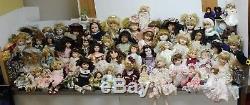 Mixed Lot of 68 Porcelain Dolls & Stands Vintage to Modern