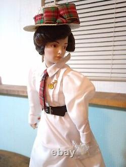 New Vintage 19 NORMAN ROCKWELL CROQUET PORCELAIN DOLL, CURTIS PUBLISHING 1988