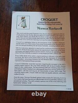 New Vintage 19 NORMAN ROCKWELL CROQUET PORCELAIN DOLL, CURTIS PUBLISHING 1988