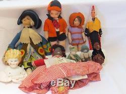 Nine antique dolls from a vintage collection