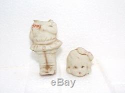 OLD 3 BISQUE PORCELAIN VINTAGE 3-7 INCH DOLLS Made in Japan, Hinged arms on 2