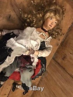 OOAK Jack the Ripper Victim Doll Vintage reworked Wax Headed Doll Gothic