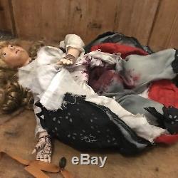 OOAK Jack the Ripper Victim Doll Vintage reworked Wax Headed Doll Gothic