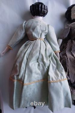 Old 16 Porcelain Dolls with original handmade cloths, 16 porcelain dolls