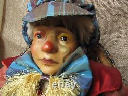 Old Adult Collectors Doll Puppen fur Erwachsene Sammler Antique Large CLOWN 24