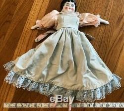 Old Victorian Ceramic Curly Hair Vintage China Doll 17.25 Tall